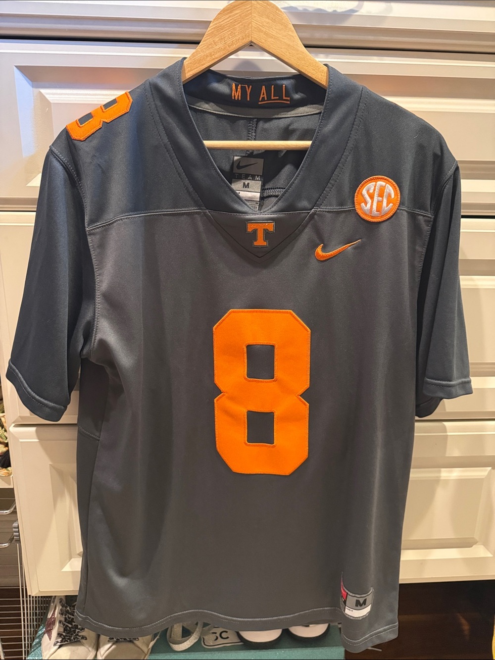 Nike Dark Gray and Orange Tennessee Football Jersey #8 Iamaleava